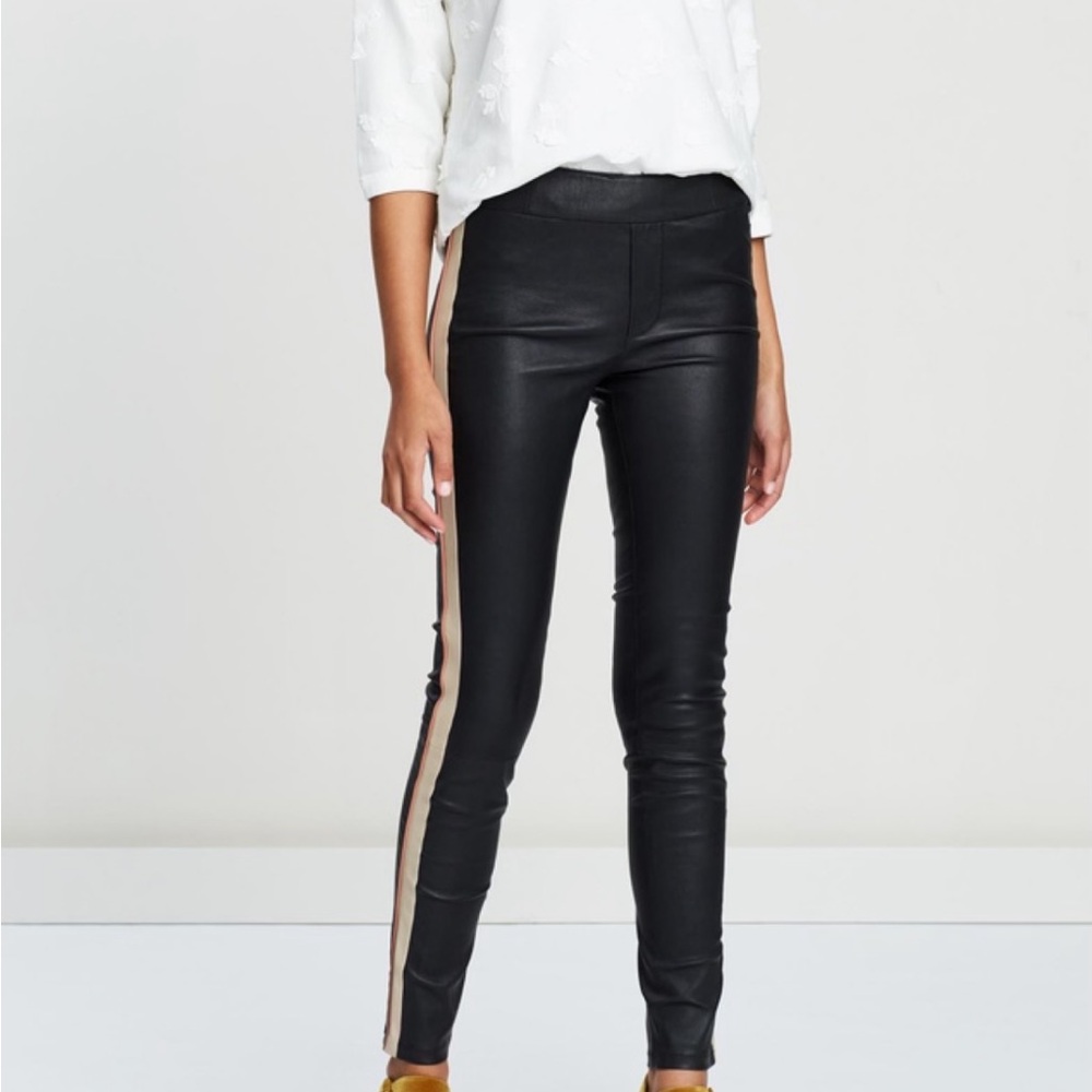 Scotch & Soda Leather pants with Stripe